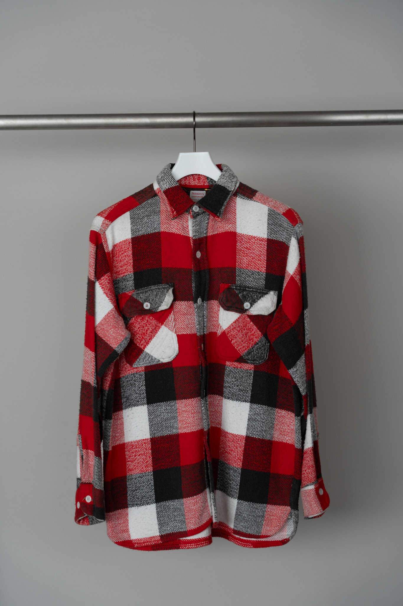 PENNY’S 60’s Heavy Flannel Block Check Shirt (RED,WHT,BLK)