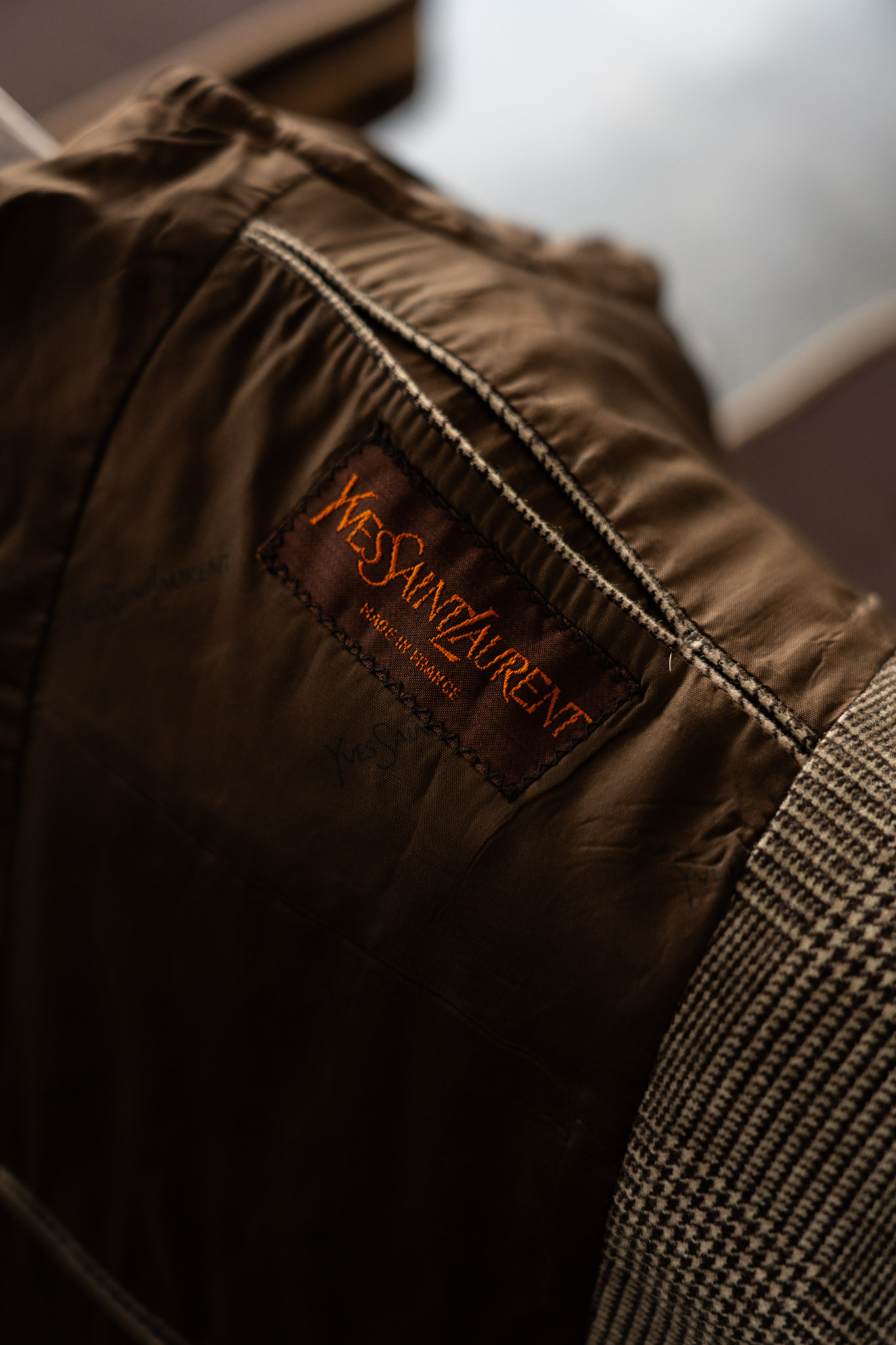 YVES SAINT LAURENT 1970s Vintage Glen Check 2B JKT