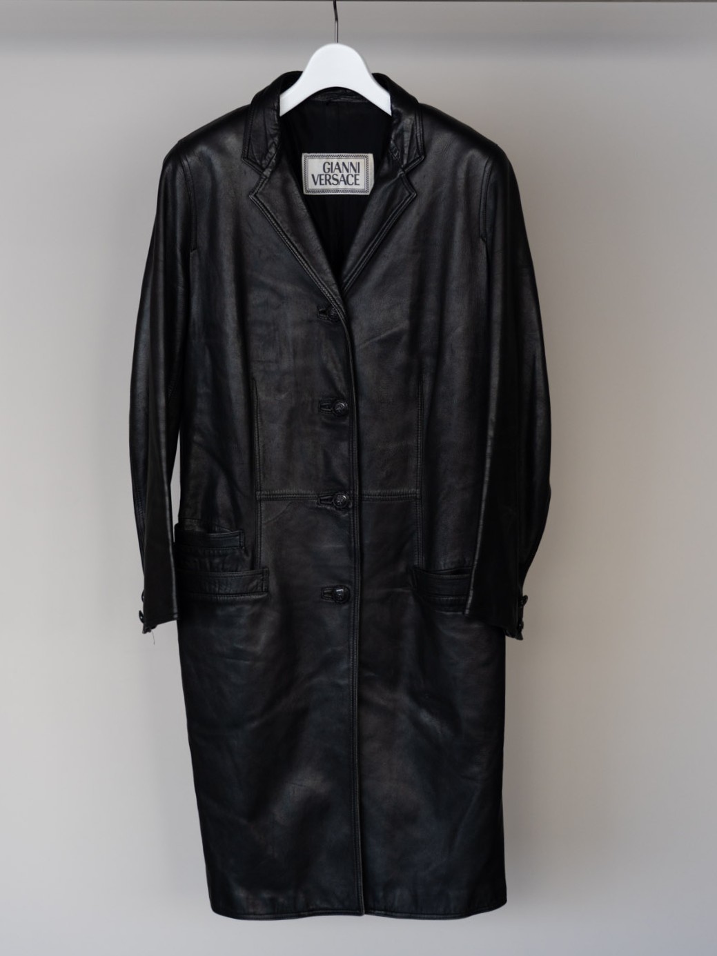 GIANNI VERSACE Leather Long Coat
