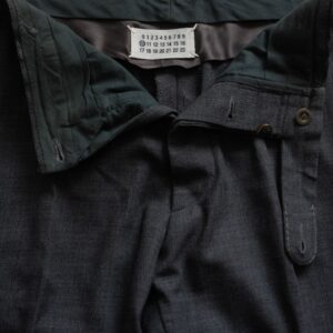 Maison Martin Margiela 2002 AW DARK GREY WOOL ELASTIC STRAIGHT TROUSERS