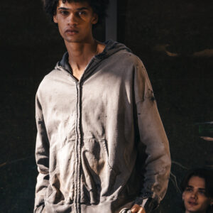 DOUBLE FACE ZIP HOODIE//CHARCOAL