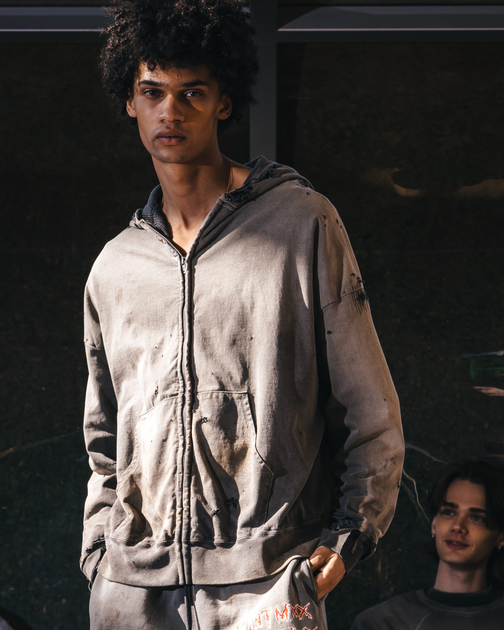 DOUBLE FACE ZIP HOODIE//CHARCOAL