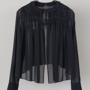 Jean Paul Gaultier FEMME Sheer Gathered Round-Collar Blouse