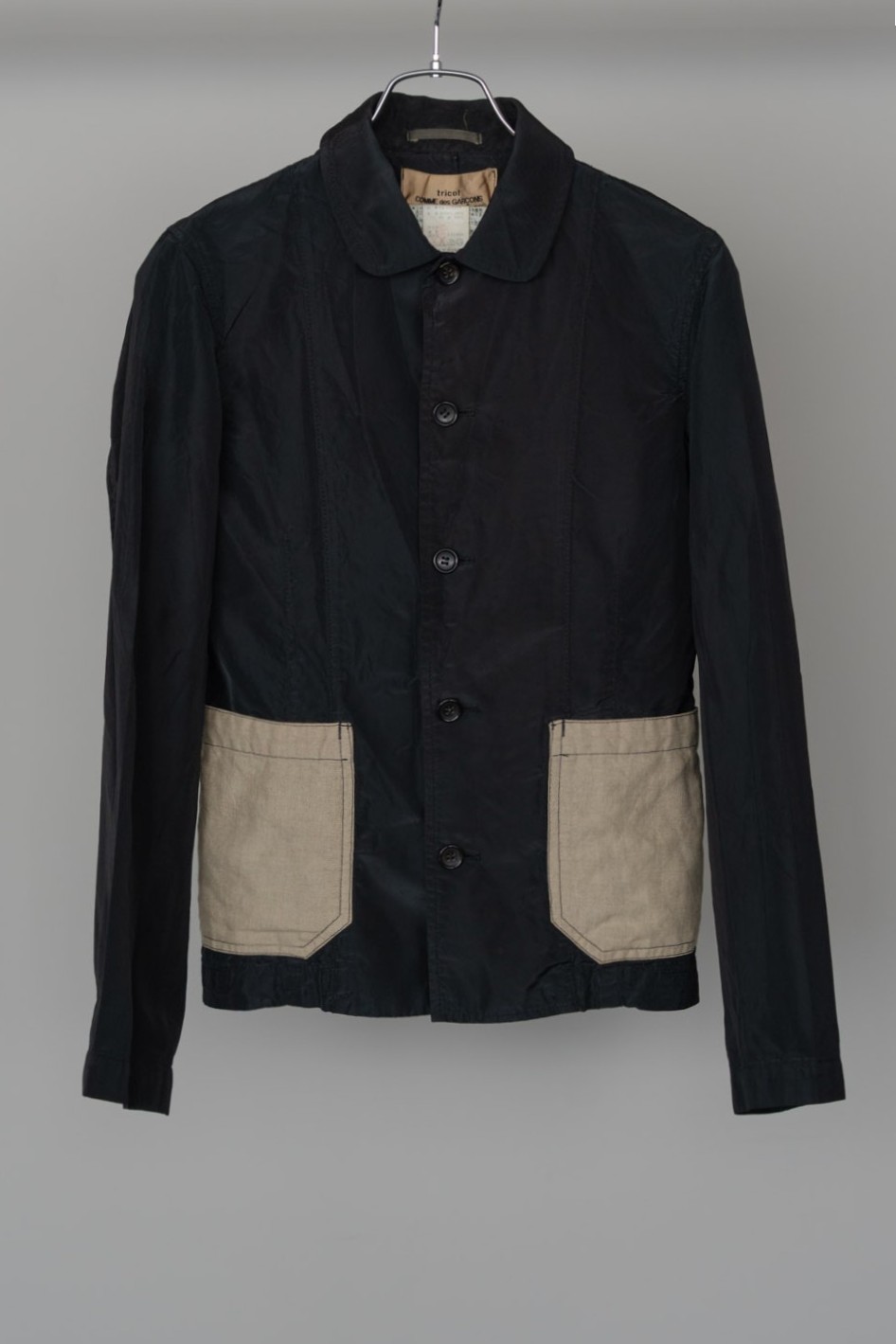 tricot COMME des GARCONS 1994 AW Polyester Bicolor Dyed Rounded Collar Shirt Jacket