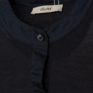CELINE Phoebe Philo Era Logo Button Fly-Front Slit Top