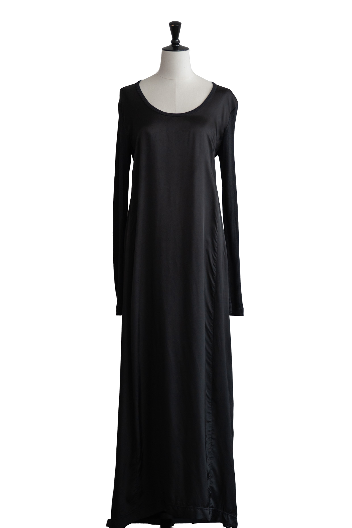Laika Era Mixed Material Rib Panel Back Slit Long Dress