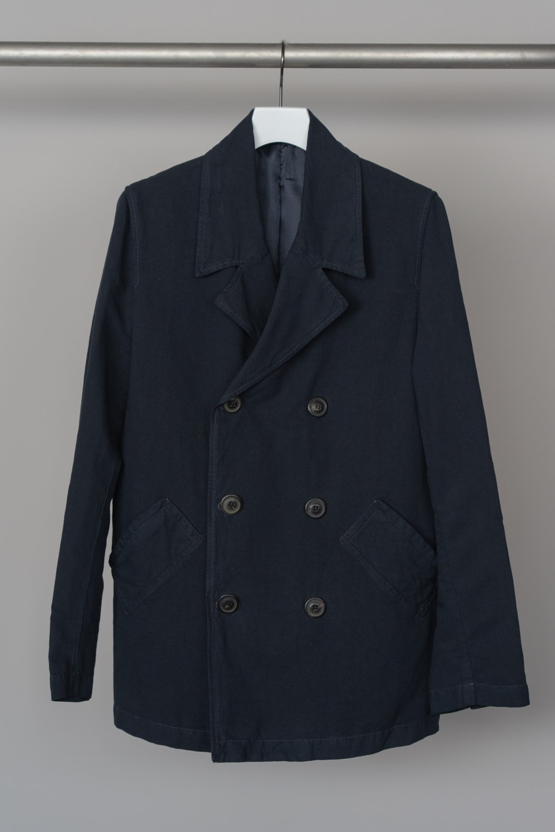 Maison Martin Margiela 2004SS Navy Linnen/Cotton Double Breasted Short Coat