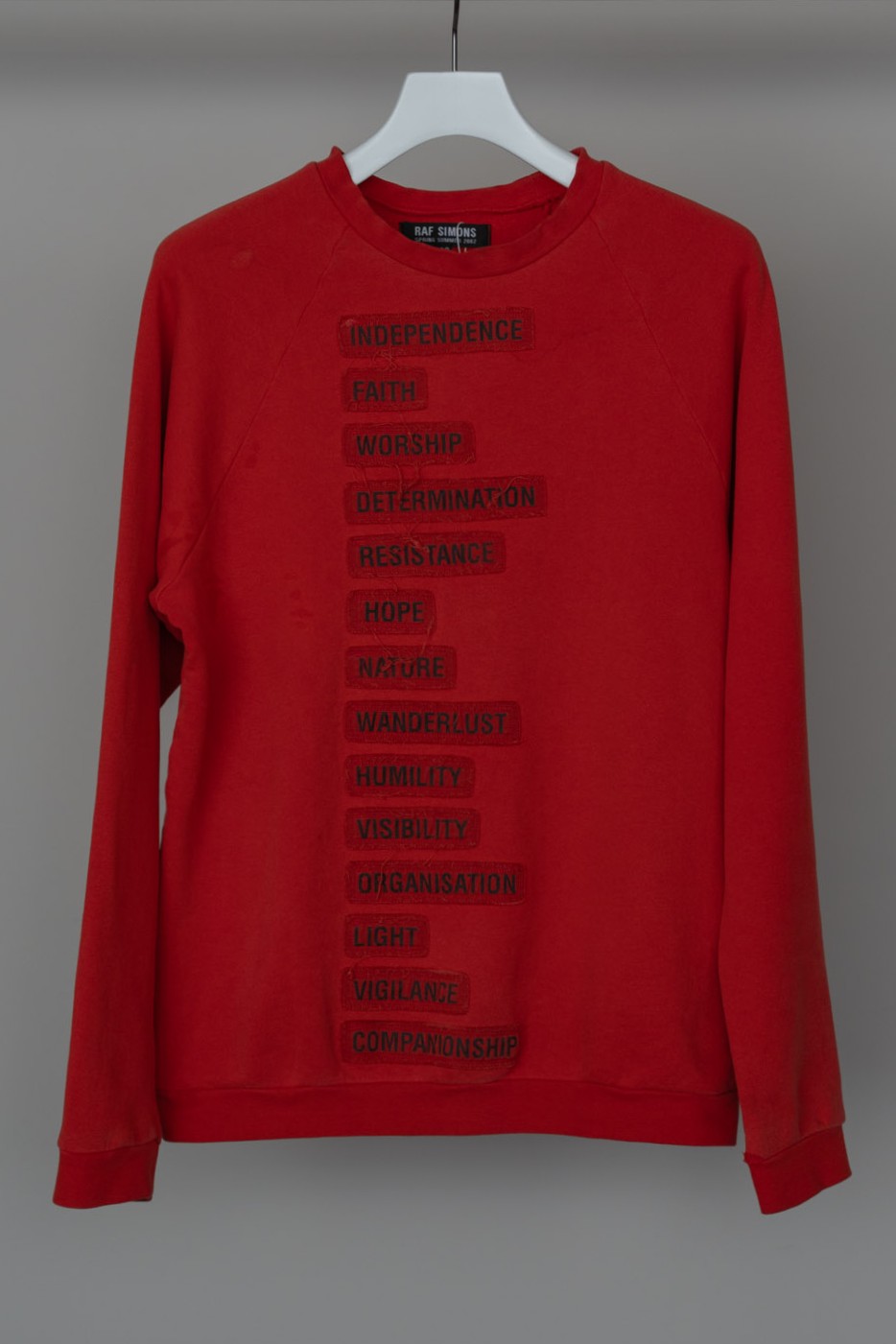 RAF SIMONS 2002SS Raglan Sleeve Message Patch Sweat