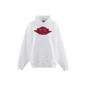 M J SM FLC HOODIE WHITE/BLACK/(UNIVERSITY RED)
