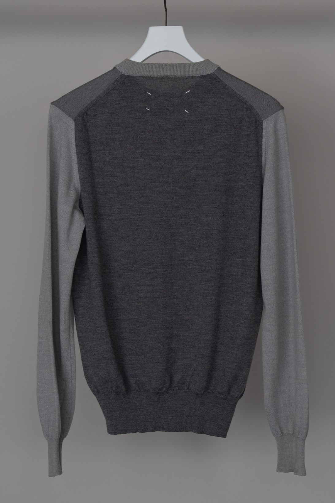 Maison Martin Margiela 2008AW Gray Contrast Wool Knit Pullover Sweater