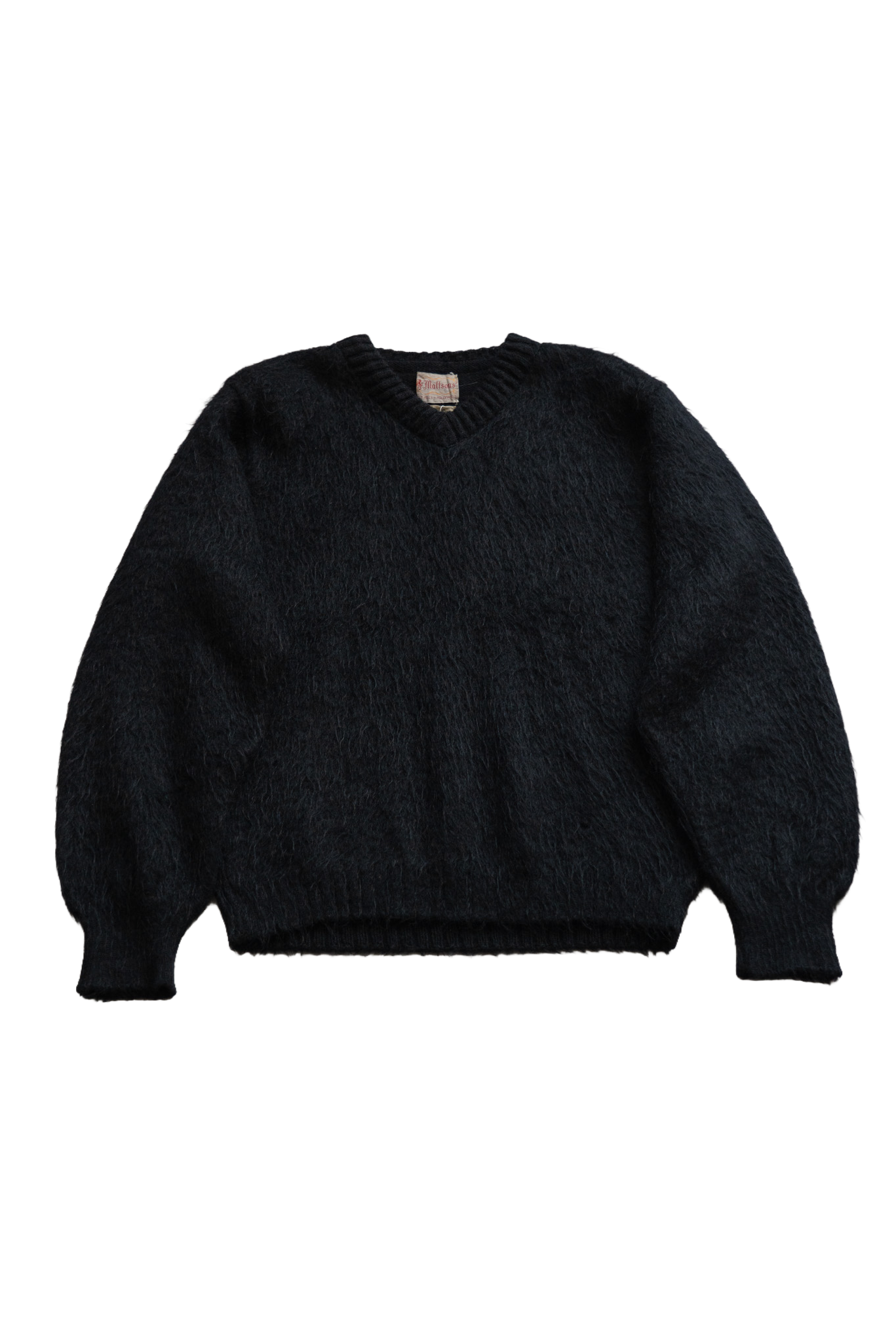 <Mattson's> Black Long Mohair V-Neck Knit