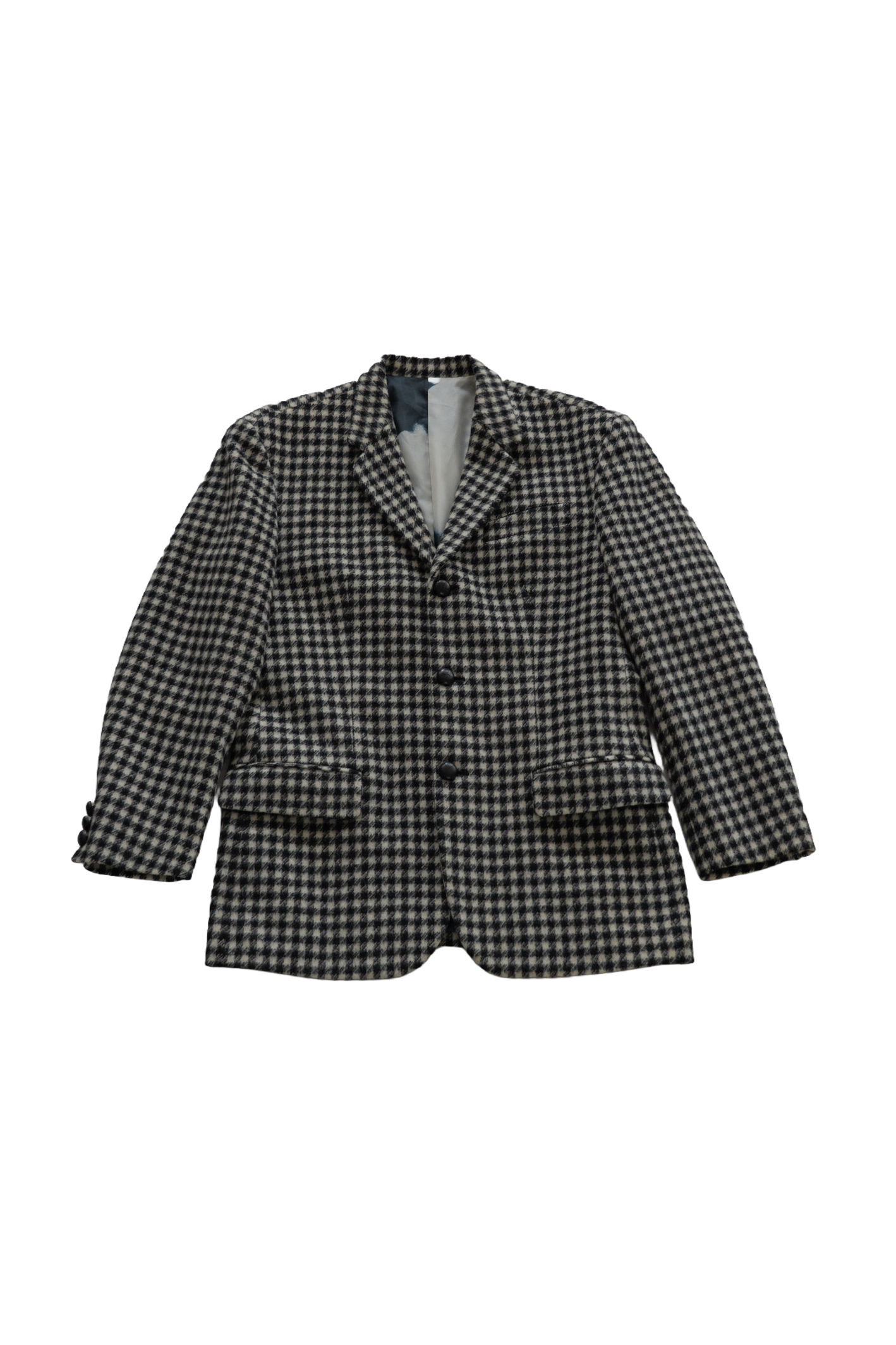 Wool Plaid Tailored JKT With Printed Lining