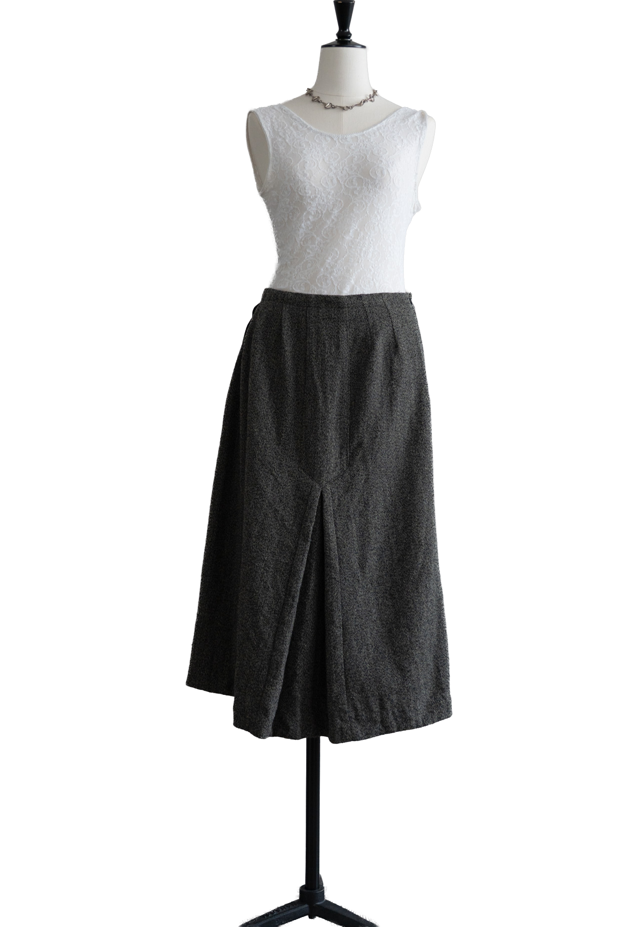 90’s Wool Drawstring Pleated Flared Skirt